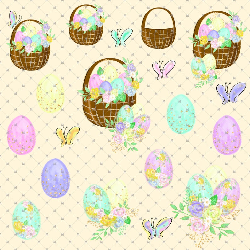 Easter Clipart Bunny Planner Stickers Glitter Flower Eggs Etsy
