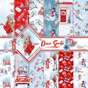 Weihnachten Digitale Papiere, Winter, Mode, Planer Aufkleber, nahtlos, Oberflächenmuster, Stoffe, Sublimationsdesigns, gemütliche Weihnachtsszenen