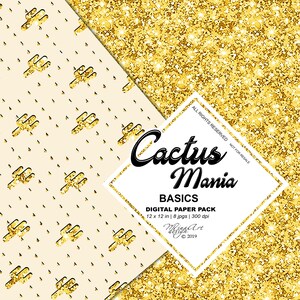 Cactus Basic Paper Pack Succulents Digital Backgrounds | Etsy