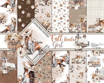 Fall Digital Papers, Autumn, Planner Stickers, Fashion Girl, Fabric, Thanksgiving, Harvest, Seamless Pattern, Halloween, Pumpkin Spice Latte