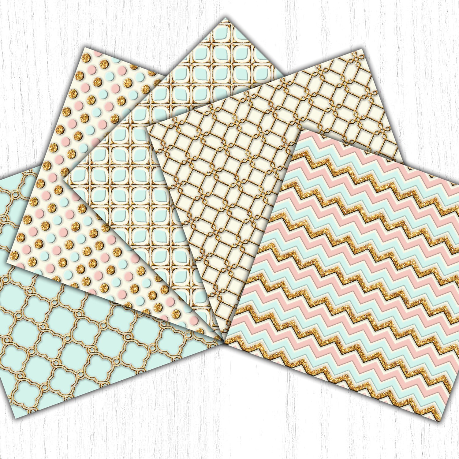 Blush Mint Digital Paper Pack Seamless Patterns Printable Planner ...
