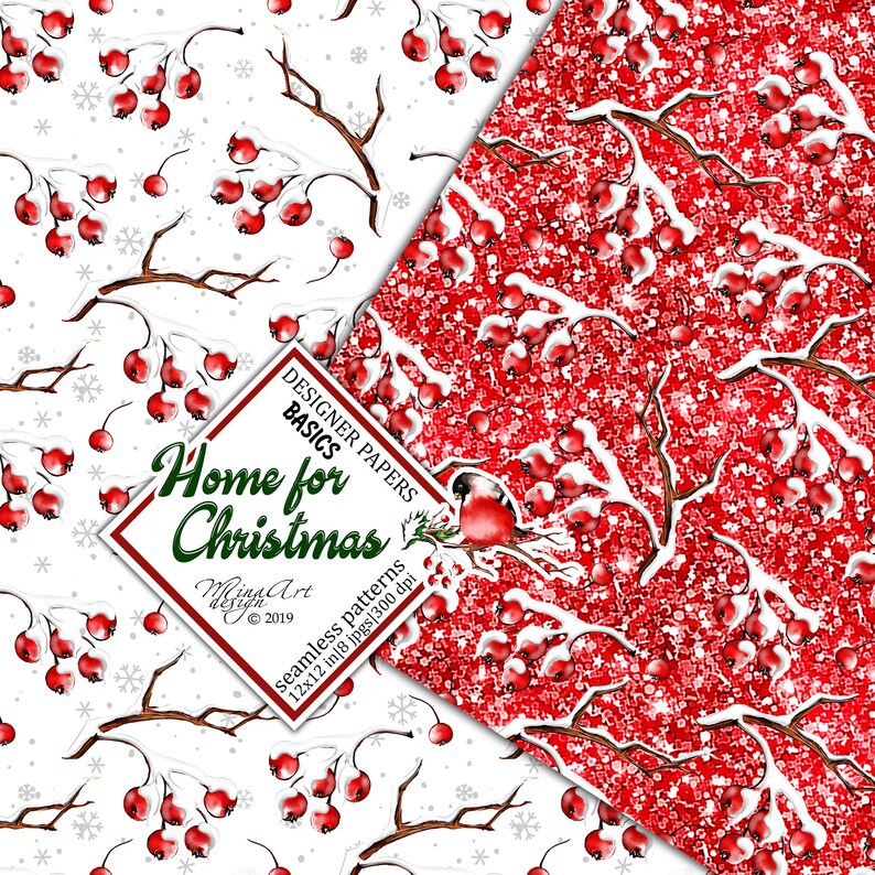 Christmas Digital Papers, Winter Basic Papers, Planner Stickers, Watercolor Backgrounds, Fabrics, Seamless Patterns, Wallpapers, snowflakes