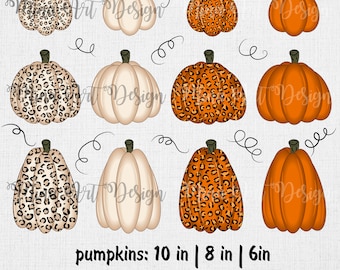 Leopard pompoen clipart, herfst png-bestanden, herfst Thanksgiving (digitale download), herfst clipart, herfst clipart, sublimatie design, Halloween