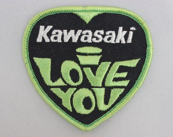 KAWASAKI /"I LOVE YOU/" ORANGE AND GREEN//BLUE CLOTHING PATCH