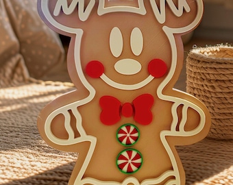 Mouse Gingerbread Christmas Decor | Holiday Display | Festive Gift for Park Lovers - Stand Alone