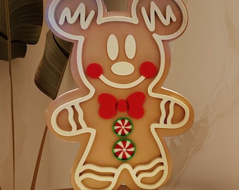 Mouse Gingerbread Christmas Decor | Holiday Display | Festive Gift for Park Lovers - Stand Alone