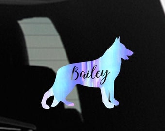 German Shepherd + NAME Decal / Dog Decal / Window Decals / Laptop Decals / Car Decals / Sticker / Vinyl Decal