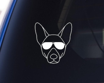 German Shepherd Decal: Dog with Sunglasses, Vinyl Car Sticker