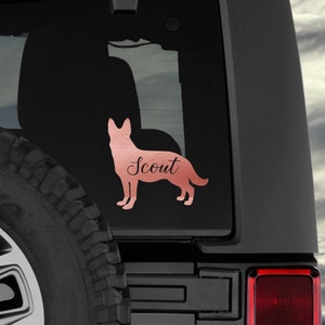 German Shepherd NAME Decal / Dog Decal / Window Decals / Laptop Decals / Car Decals / Sticker / Vinyl Decal Rose gold