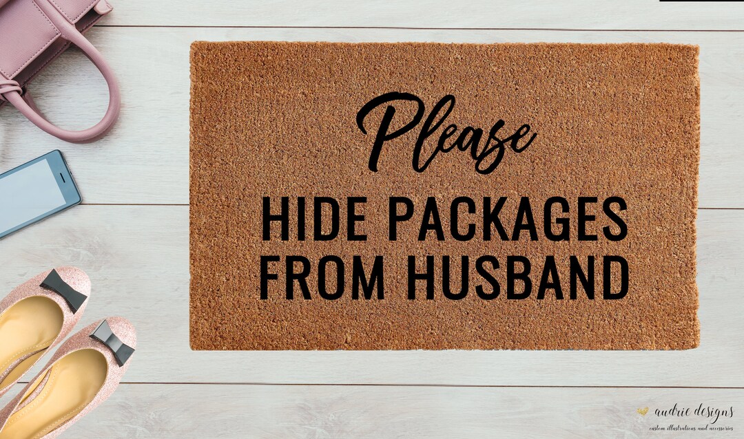 Doormat please Hide Packages HUSBAND / WIFE Etsy
