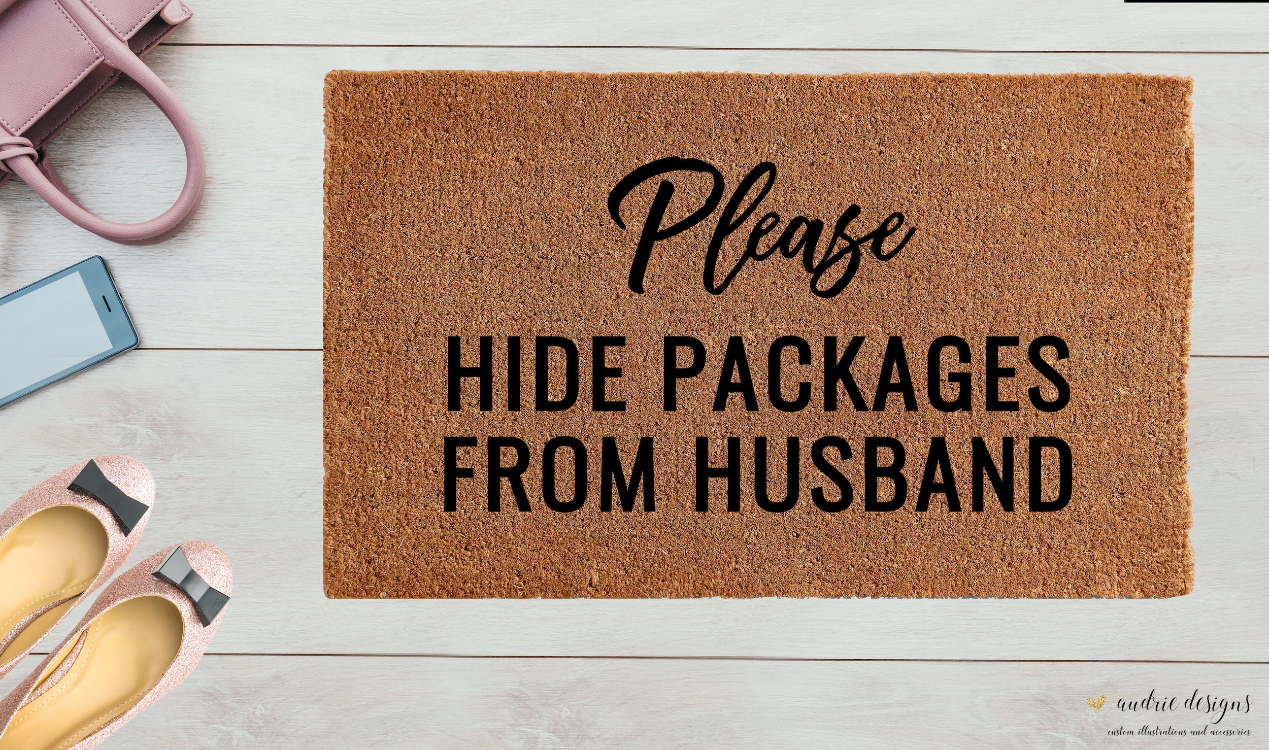 Doormat Please hide packages HUSBAND / WIFE Etsy