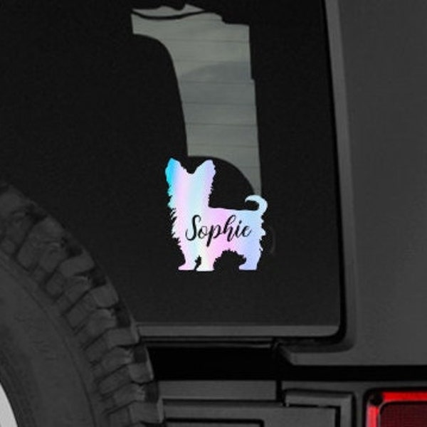 Yorkshire Terrier + NAME Decal / Dog Decal / Window Decals / Laptop Decals / Car Decals / Sticker / Vinyl Decal