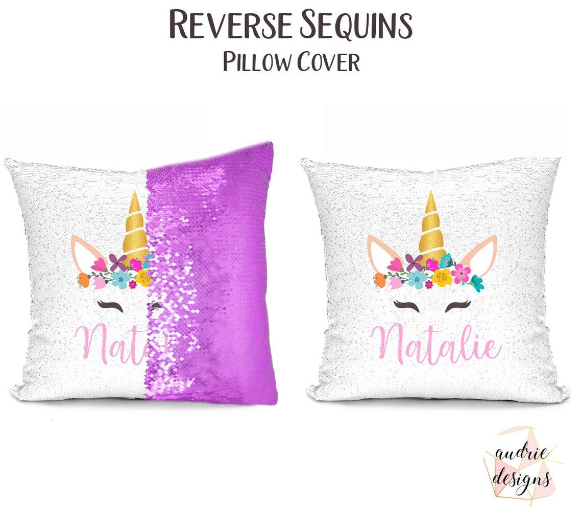 Download Custom Unicorn Design Reverse Sequins Pillow Cover Color ...