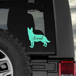 German Shepherd NAME Decal / Dog Decal / Window Decals / Laptop Decals / Car Decals / Sticker / Vinyl Decal Teal