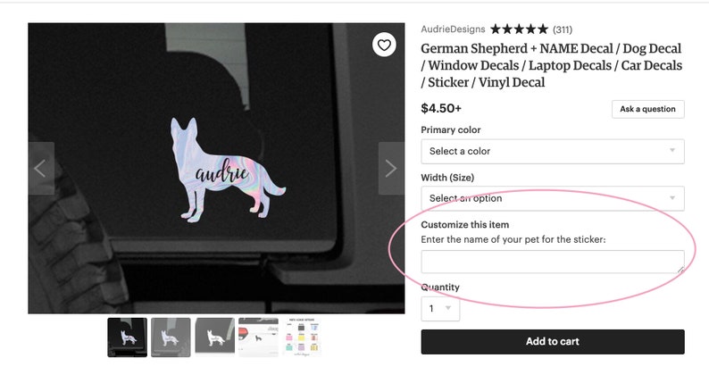 German Shepherd NAME Decal / Dog Decal / Window Decals / Laptop Decals / Car Decals / Sticker / Vinyl Decal image 3