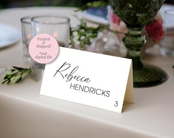 Wedding Place Cards - Black / White, Simple Modern (Printed & Shipped)