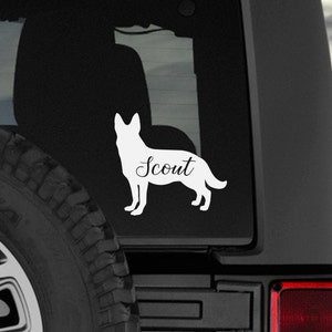 German Shepherd NAME Decal / Dog Decal / Window Decals / Laptop Decals / Car Decals / Sticker / Vinyl Decal White