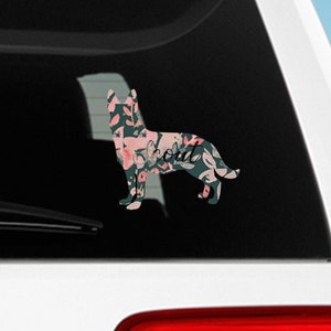 German Shepherd NAME Decal / Dog Decal / Window Decals / Laptop Decals / Car Decals / Sticker / Vinyl Decal Blush Floral