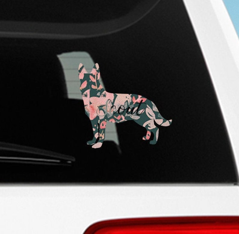 German Shepherd NAME Decal / Dog Decal / Window Decals / Laptop Decals / Car Decals / Sticker / Vinyl Decal Blush Floral