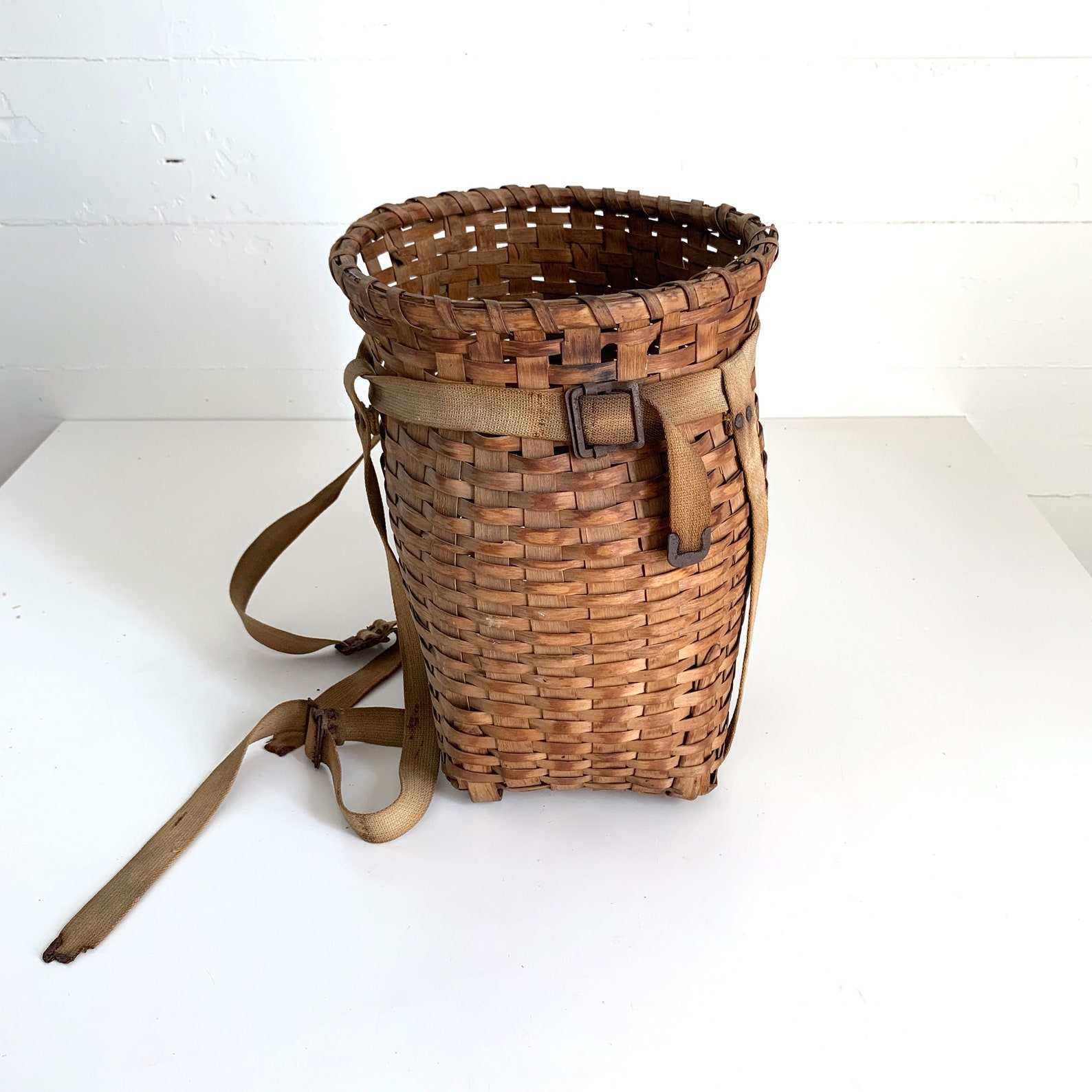 Vintage Adirondack Style Back Pack Basket Woven Backpack Etsy