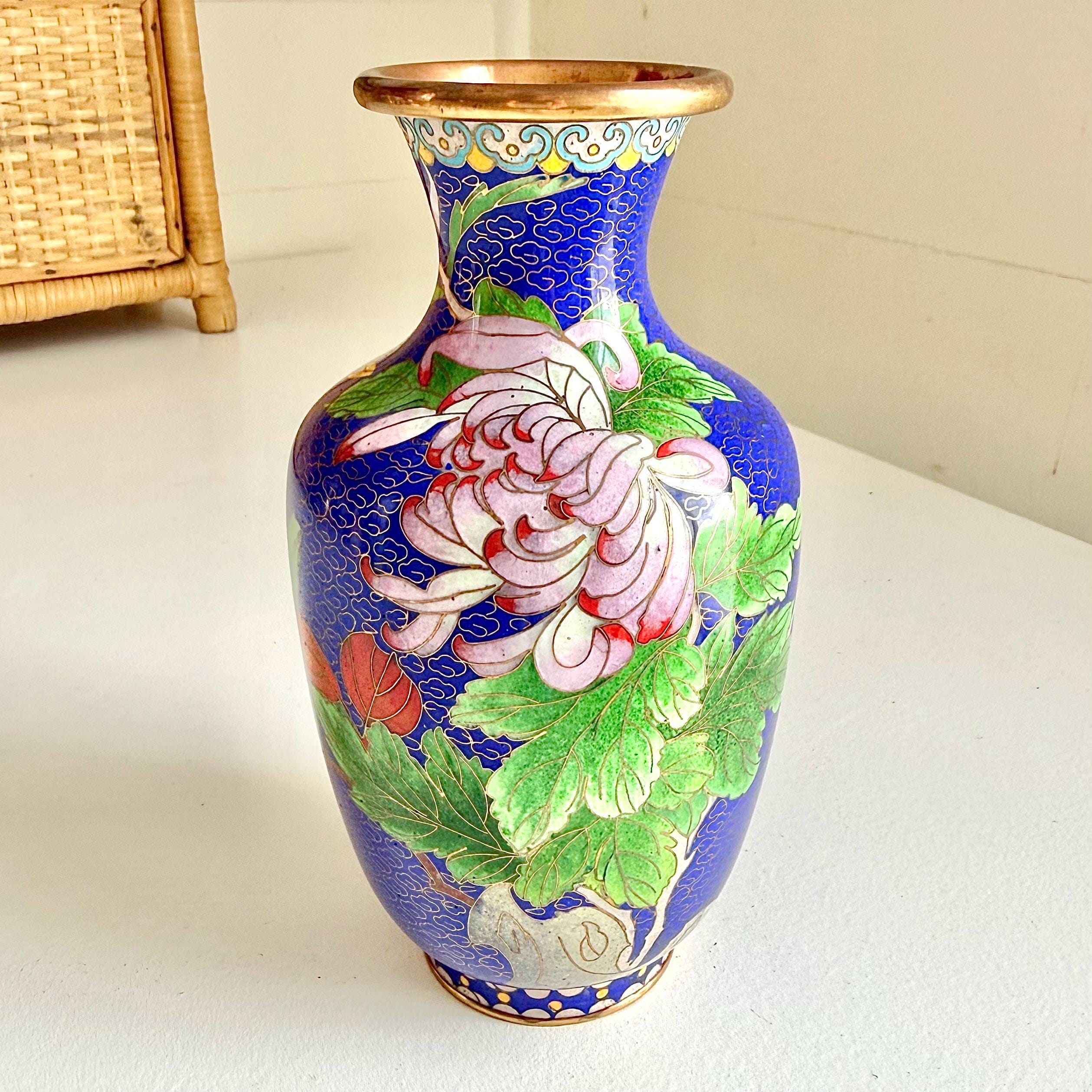 Blue Chinese Cloisonne Vase - Etsy