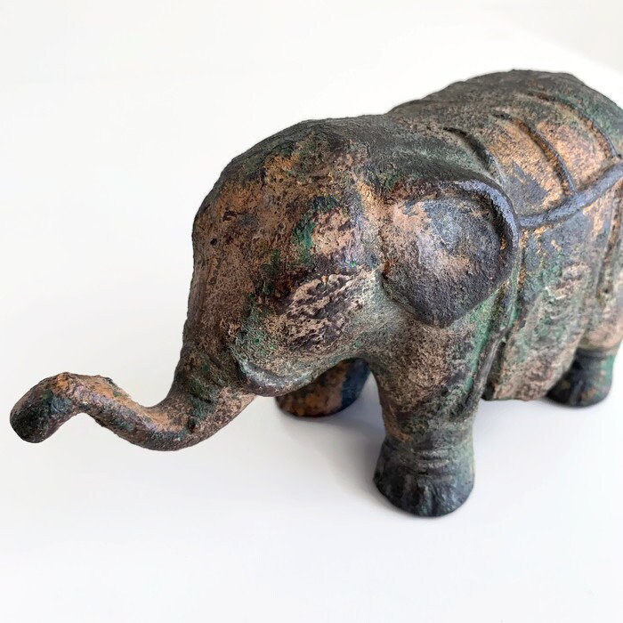 Antique Solid Cast Iron Elephant Circus Elephant Trunk up | Etsy