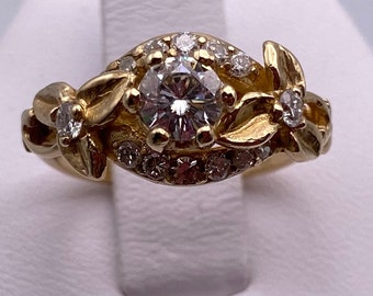 Diamond Moissanite 14k Solid Gold Engagement Ring