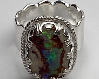 Sterling Silver Mexican Opal Matrix Ring