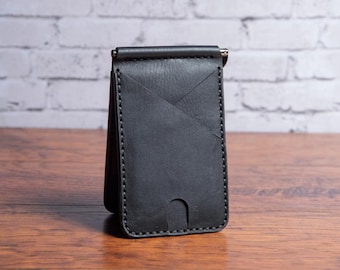 Black Leather Bifold with Money Clip