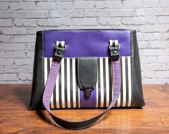 Purple Striped Glow in the Dark Marine Vinyl Keyla Shoulder Bag