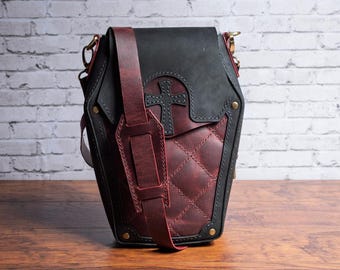 Panel Leather Coffin Bag