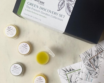 Green Solid Perfume Discovery Set | Natural, Botanical Fragrance Travel Gift Set