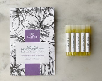 Spring Perfume Oil Discovery Set | Natural, Botanical Jojoba Oil Perfume Roll-On | Travel, Purse, Clutch, Gifts