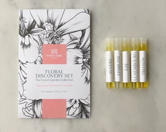 Floral Perfume Oil Discovery Set | Natural, Botanical Jojoba Oil Perfume Roll-On | Travel, Purse, Clutch, Gifts