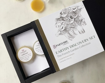Earthy Solid Perfume Discovery Set | French Garden Collection | Natural, Botanical Fragrance | Essential Oils, Beeswax, Jojoba Oil, Gift