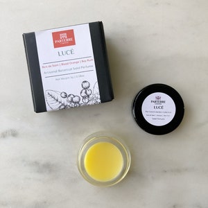 Lucé (Versailles) Solid Perfume | Bois de Siam, Blood Orange, Bay Rum | Natural, Botanical Fragrance | Essential Oils, Beeswax, Jojoba