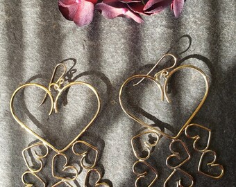 MORE LOVE Earrings.  Bold Heart Earrings in Bronze