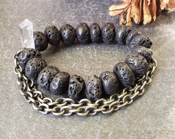 Chunky Lava + Quartz Bracelet | Statement Jewelry | Gifts For Him