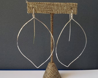 Leaf Threader Earrings in Sterling Silver