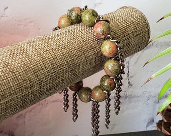 Fringe Bracelet. Unakite Stacking Bracelets