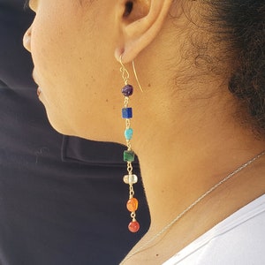 Chakra Earrings. Wire Wrapped Gemstone  in 14k Goldfilled or Sterling Silver