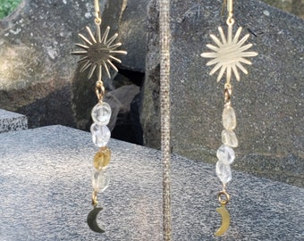 Solstice Earrings With Citrine + Brass