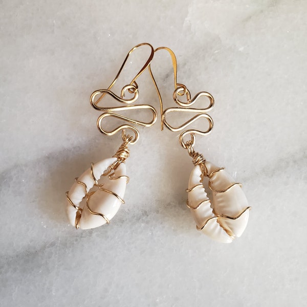 GODDESS Cowry Earrings. Cowrie Shell Jewelry