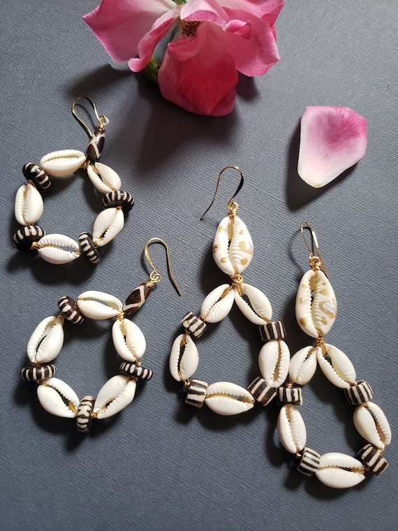 Cowry Shell Hoop Earrings