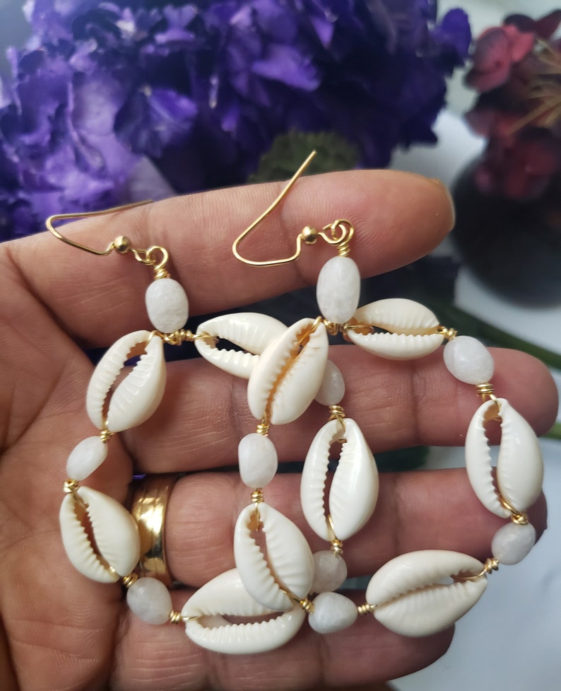 Cowrie Shell Hoops. Orisha AJE Earrings image 6