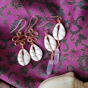GODDESS Cowry Earrings. Cowrie Shell Jewelry Copper