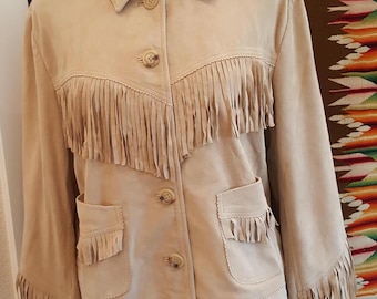 SOFT Ralph Lauren Leather Jacket Western Fringe SUEDE Southwestern