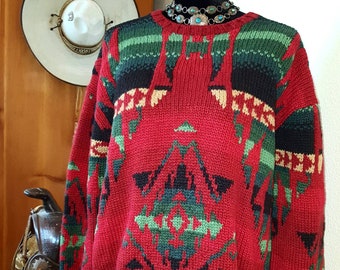 VINTAGE Ralph Lauren Sweater Crew Pullover Polo Western 