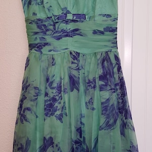 UNUSED Anthropologie ELEVENSES Dress SILK Floral Midi Full Sheer Chiffon Lined Ruching Women's sz 2 ? 0 ?/ Extra Small ? xS ? xxS ? Vintage image 1