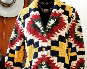 Ralph Lauren Cardigan Sweater Aztec Southwestern Western - Etsy